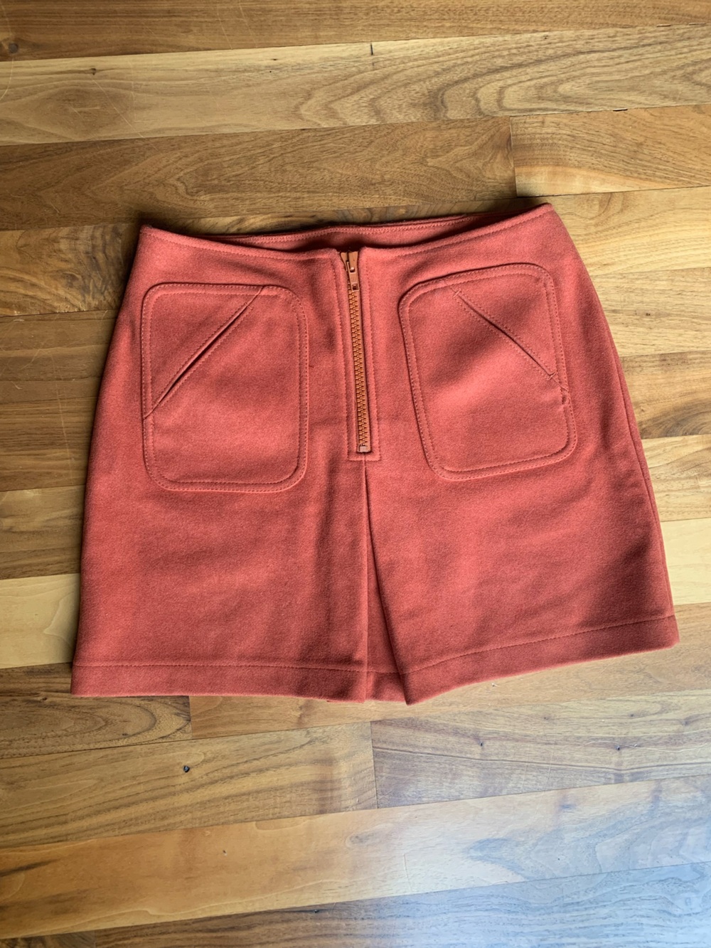 Vintage GAP rust orange wool mini skirt with small